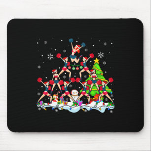 Santa Cheerleading Christmas Tree Santa Group Ligh Mouse Pad