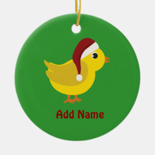 Santa chick ceramic tree decoration
