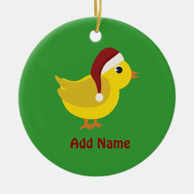 Santa chick ceramic tree decoration (Front)