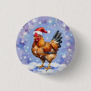 Santa Chicken 3 Cm Round Badge
