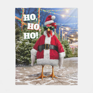 Santa Chicken Fleece Blanket