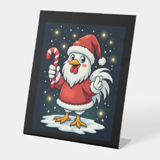 Santa Chicken Joy Pedestal Sign