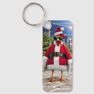 Santa Chicken Key Ring