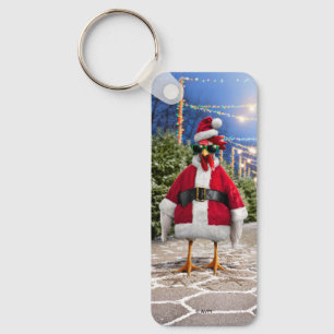 Santa Chicken Key Ring