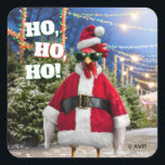 Santa Chicken Square Sticker<br><div class="desc">Holly Jolly! | Avanti,  the Global Humour Brand™ has been entertaining the world with its Feel Good Funny greeting cards for over 40 years. Our characters live life to the fullest and celebrate the humour in everyday life.</div>