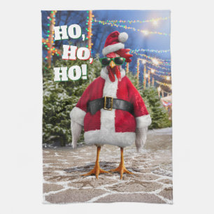 Santa Chicken Tea Towel