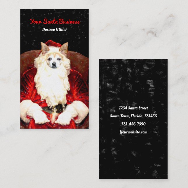 Santa Chihuahua Dog Red Funny Cute Holiday Pet Business Card (Front/Back)