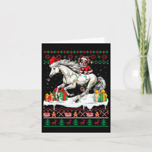 Santa Chihuahua Riding Horse Christmas Sweater Lov Card