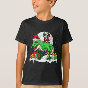 Santa Chihuahua Riding T-rex Christmas Owner Kids T-Shirt