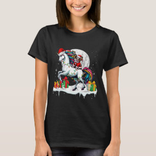 Santa Chihuahua Riding Unicorn Christmas Owner Kid T-Shirt