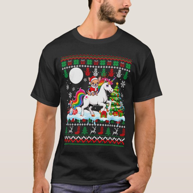 Santa Chihuahua Riding Unicorn Sweater Christmas O (Front)