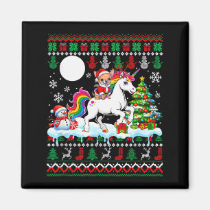 Santa Chihuahua Riding Unicorn Sweater Christmas O Magnet
