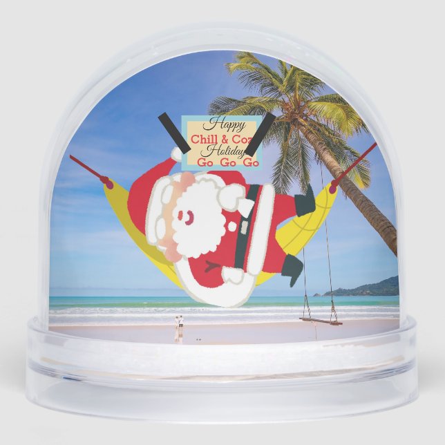Santa chilling out hammock & palm trees snowglobe (Front)