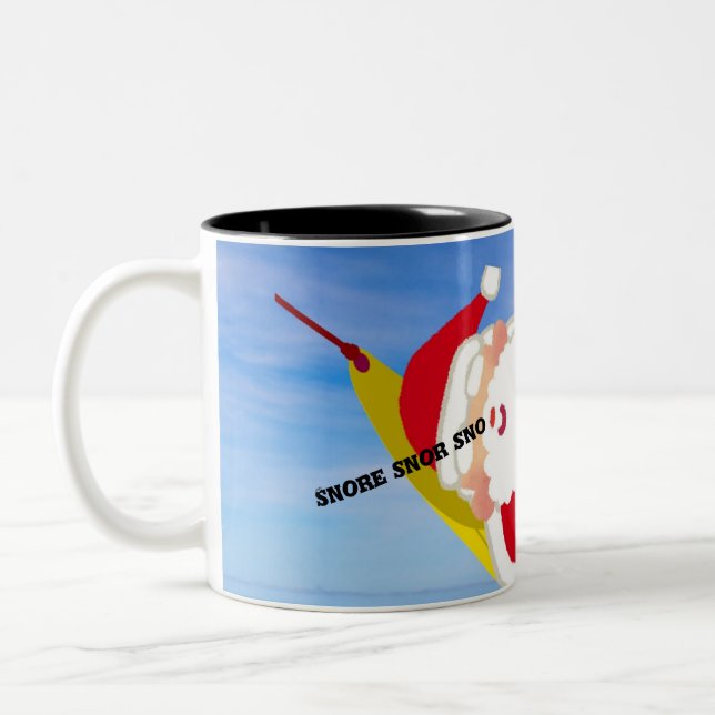 Santa chilling out hammock & palm trees Two-Tone coffee mug (Left)