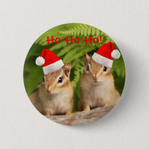 Santa chipmunks 6 cm round badge