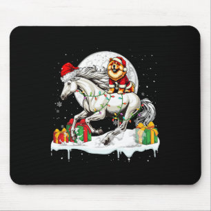 Santa Chow Chow Riding Horse Christmas Owner Kids  Mouse Pad