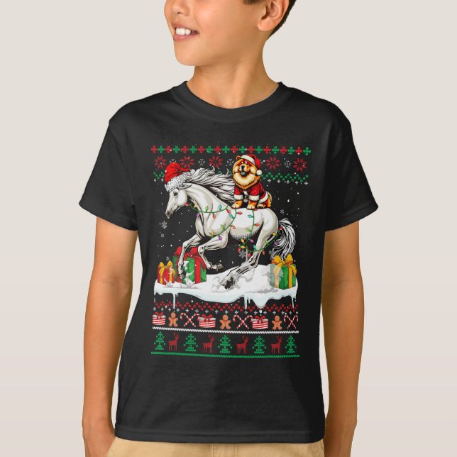 Santa Chow Chow Riding Horse Christmas Sweater Lov (Front)