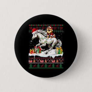 Santa Chow Chow Riding Horse Christmas Sweater Lov 6 Cm Round Badge