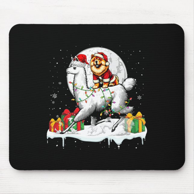Santa Chow Chow Riding Llama Christmas Owner Kids  Mouse Pad (Front)