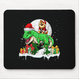 Santa Chow Chow Riding T-rex Christmas Owner Kids  Mouse Pad