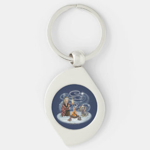 Santa Chris & Wilbur Fireside Friends Metal Key Ring