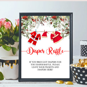 Santa Christmas Baby Shower Diaper Raffle Sign