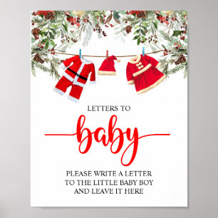 Santa Christmas Baby Shower Letters to Baby Sign