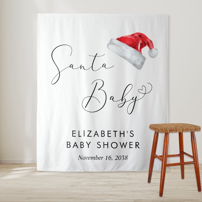 Santa Christmas Baby Shower Welcome Photo Backdrop Tapestry (Creator Uploaded)