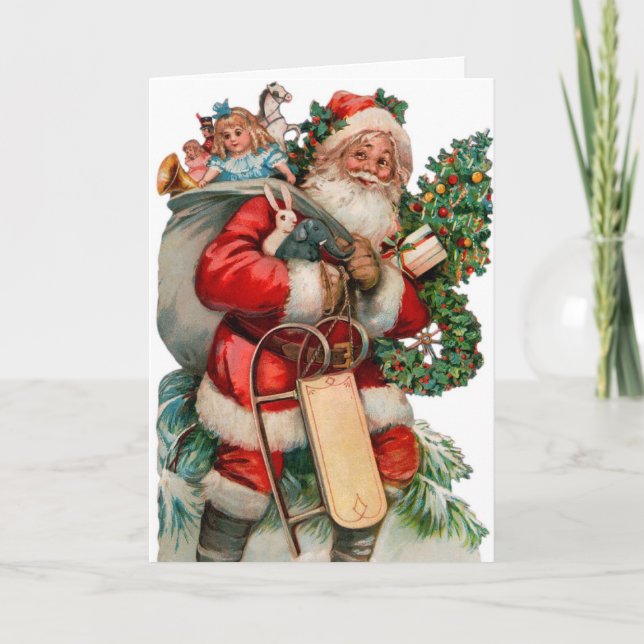Santa Christmas Card With Matching Postage (Front)