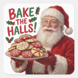 Santa Christmas Cookie Baking Holiday Cheer Square Sticker