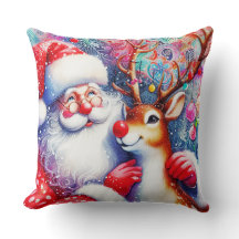 Santa Christmas Cushion/Pillow Throw.