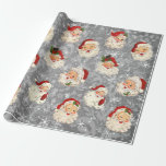 Santa Christmas Decoupage Vintage Damask Wrapping Paper<br><div class="desc">This design may be personalised by choosing the customise further option. You may also transfer onto other items. Contact me at colorflowcreations@gmail.com or use the chat option at the top of the page if you wish to have this design on another product or need assistance. See more of my designs...</div>