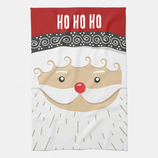 Santa Christmas Design  Tea Towel (Vertical)