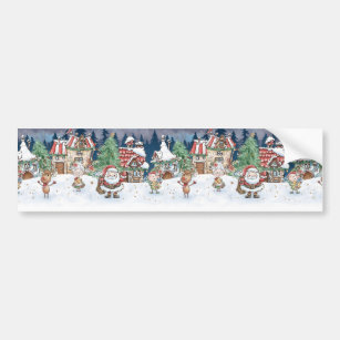 Santa Christmas Elf Rudolph  Bumper Sticker
