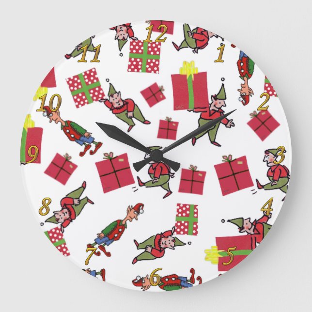 Santa Christmas Elves wall clock (Front)