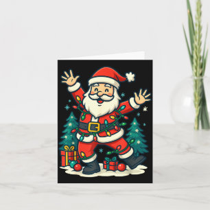 Santa Christmas Festive Jolly Dance Snowy Lights F Card