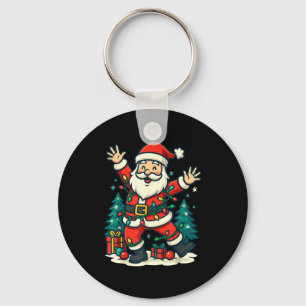 Santa Christmas Festive Jolly Dance Snowy Lights F Key Ring