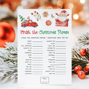 Santa Christmas Finish the Christmas Phrases Game Holiday Card