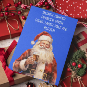 Santa Christmas Funny Reindeer Names Beer Holiday Card