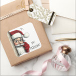 Santa christmas gift No Peeking  Square Sticker<br><div class="desc">This design may be personalised in the area provided by changing the photo and/or text. Or it can be customised by clicking Personalise this Template and then choosing the click to customise further option and delete or change the colour of the background, add text, change the text colour or style,...</div>