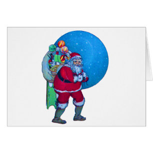 SANTA,CHRISTMAS GIFT SACK AND TOYS IN STARRY SKY