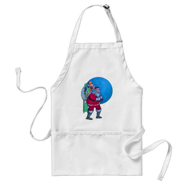 SANTA,CHRISTMAS GIFT SACK AND TOYS IN STARRY SKY   STANDARD APRON (Front)