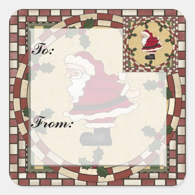 Santa Christmas Gift Tag Sticker (Front)