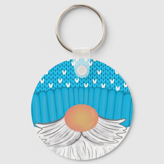 Santa Christmas Gnome Winter Hat Beard Sweater Key Ring (Front)