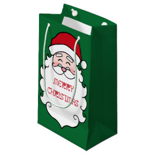 Santa Christmas Green  Small Gift Bag