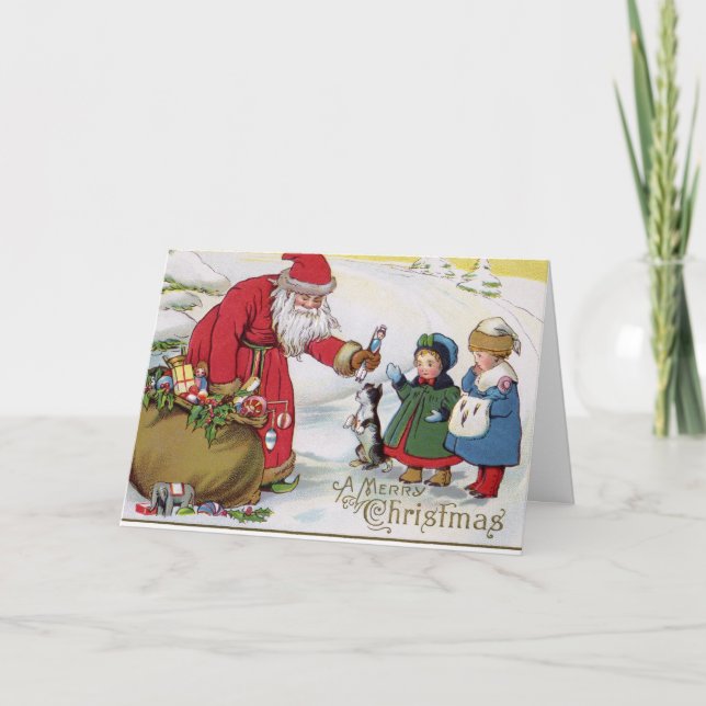 Santa Christmas Greetings Happy New Year Holiday Card (Front)