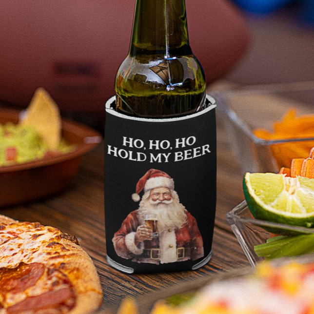 Santa Christmas Ho Ho Hold my Beer Can Cooler (Creator Uploaded)