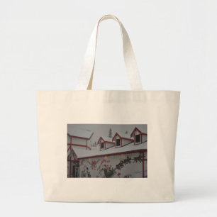 Santa Christmas Holiday Snow Snowflake Frozen Ice Large Tote Bag