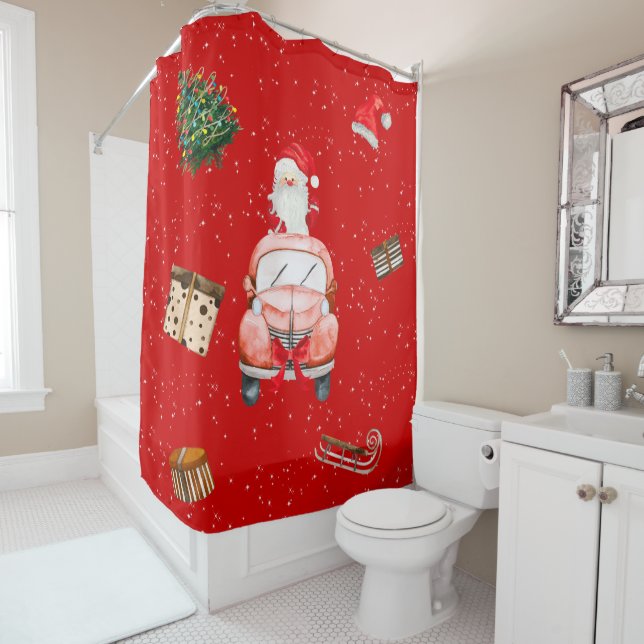 Santa Christmas house Shower Curtain (In Situ)