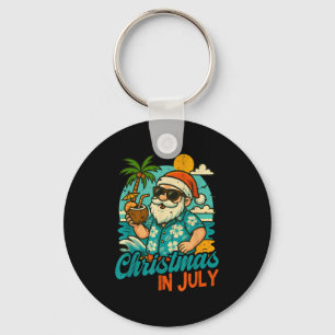 Santa Christmas In July Palm Tree Xmas Summer Beac Key Ring